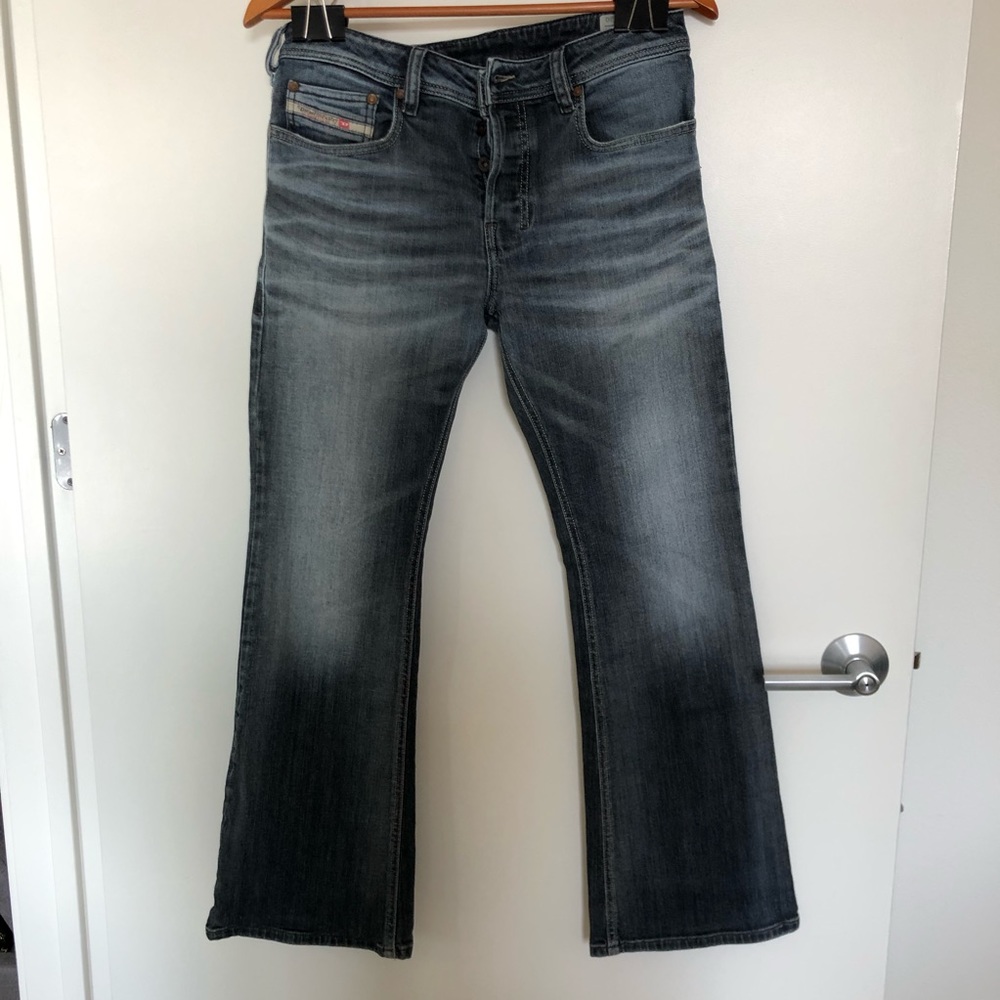 Diesel Zathan Distressed Blue Bootcut Jeans- 29/30